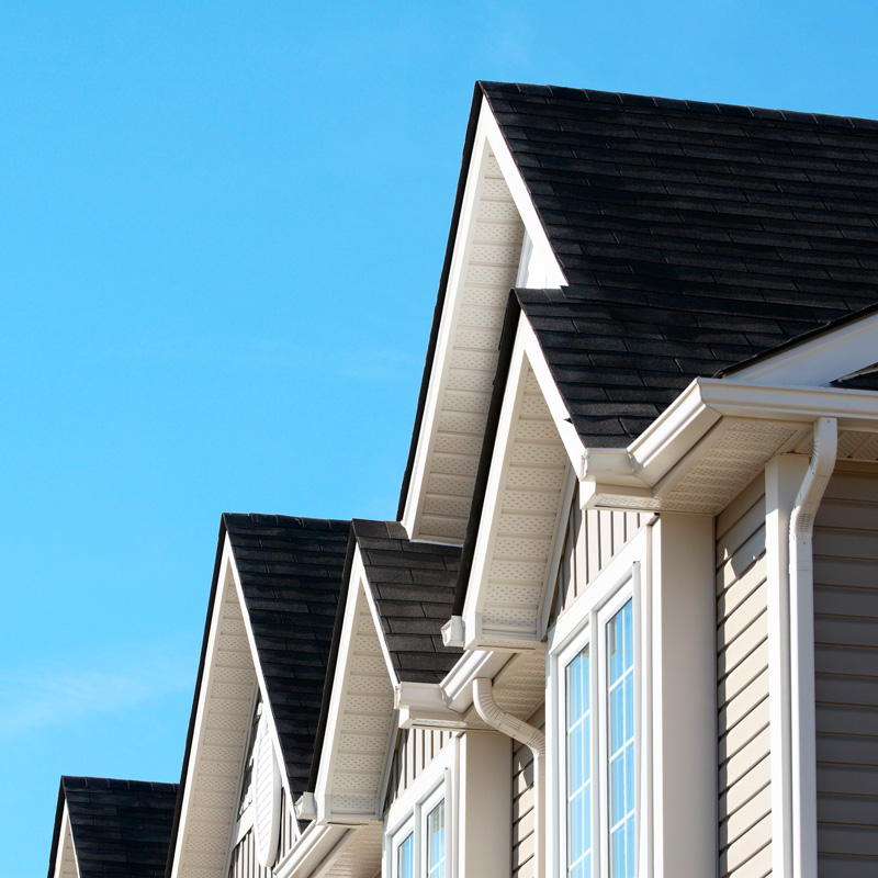 peak of a roof on a house