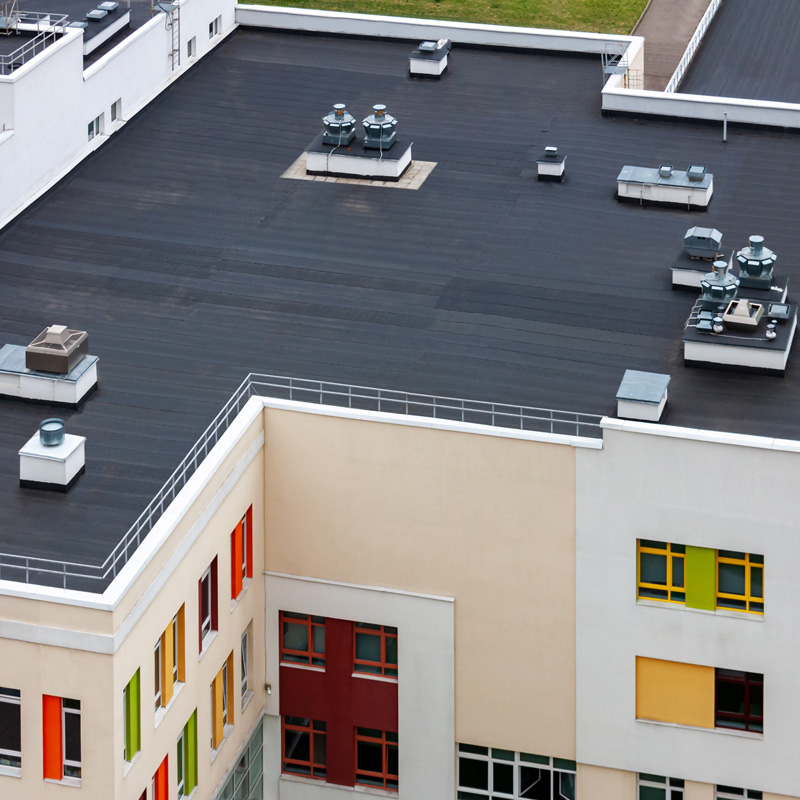aerial photo of a commercial roof